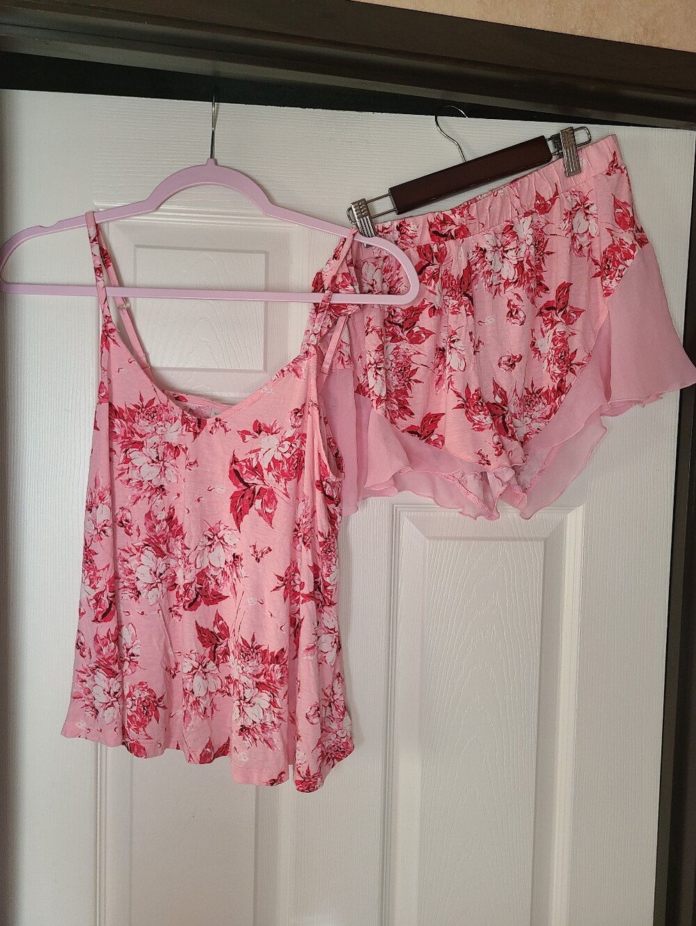 Sincerly Jules Pink Floral Camisole & Ruffle Shorts Sleep Set